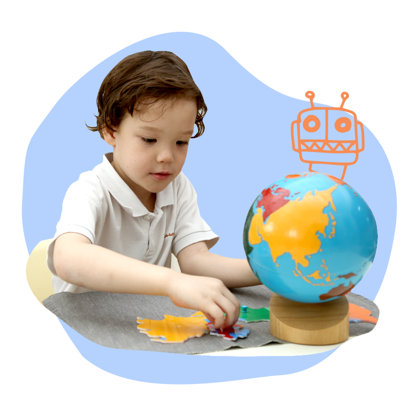child playing in our montessori preschool in singapore